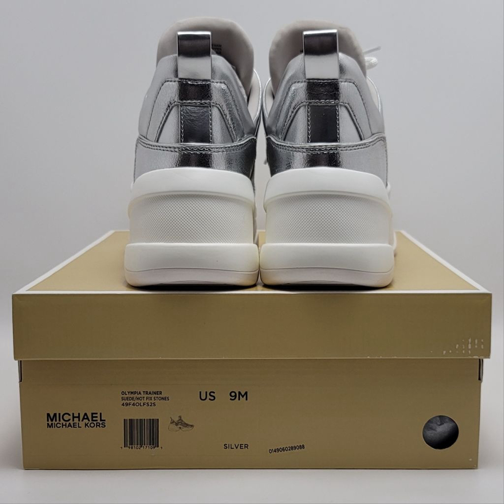 Michael Kors Olympia Extreme Trainer Sneakers Size 9M Crystal Metallic Silver - Picture 2 of 15